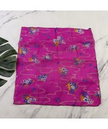 Womens Vintage 70s Small Scarf Bright Pink Purple Floral Lightweight Sheer - $25.71 CAD