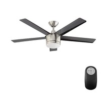 Home Decorators Merwry 52 in LED Indoor Brushed Nickel Ceiling Fan Frosted Glass - £83.56 GBP