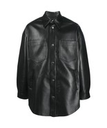 Rustic Button Cuffed Leather Shirt - $110.00