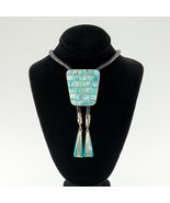 Vintage Zuni Turchese Intarsio Argento Sterling Bolo Cravatta, Mano Firmato - £1,422.66 GBP