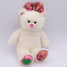 Build A Bear GIRL SCOUT White Cream Pink Bear w/ Cookie Bow Plush 16&quot; Stuffed - £12.64 GBP