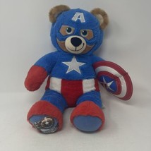Build A Bear Marvel Avengers Captain America 16&quot; Hero Plush Doll Toy With Shield - £11.89 GBP