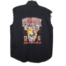 Biker Black Denim Sleeveless Shirt Button Down N. Myrtle Beach Rally  - ... - $18.81