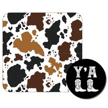 Black Brown White Cow Desk Set Mouse Pad and Coaster - £14.01 GBP