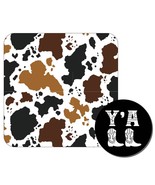 Black Brown White Cow Desk Set Mouse Pad and Coaster - €15,19 EUR