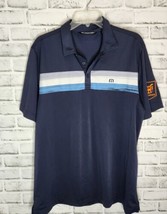 Travis Mathew Polo Shirt Men XL Blue Stripe Performance Lightweight Golf - £21.13 GBP