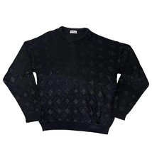 Vintage Area by Tag Geometric Knit Grandpa Sweater Retro Black - Size Large - £29.35 GBP
