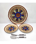 Vintage Thousand Faces 3 Piece Plate Set Serving &amp; Snack Bread Butter Ja... - £35.87 GBP