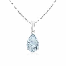Pear-Shaped Aquamarine Solitaire Pendant in Silver (Grade- A, Size- 10x7MM) - £275.85 GBP