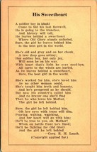 His Sweetheart Soldier Boy Poem R H Leach UNP 1910s DB Postcard Tobacco Vintage - £7.74 GBP
