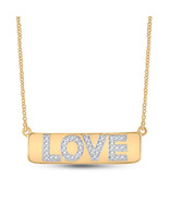 10k Yellow Gold Womens Round Diamond Love Bar Pendant Necklace 1/8 Cttw - £419.84 GBP