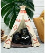 Ebros Rustic Forest Black Bear Cubs Story Time Reading Book In Teepee Fi... - $715.25 MXN