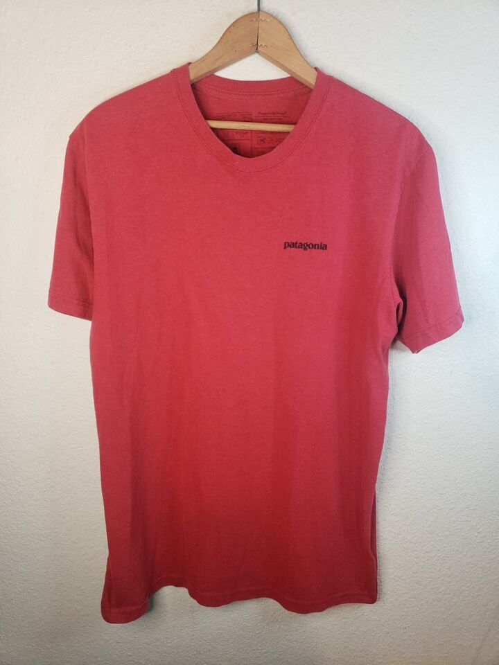 Primary image for Patagonia Regular Fit Mountain Logo Double Sided T-Shirt Men Red Medium Graphic