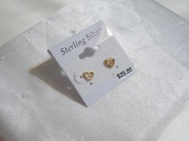 Department Store 18k Gold/Sterling Silver Crystal Heart Stud Earrings R614 - £9.97 GBP