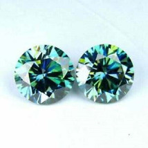 8.00 MM Pair Blue Round Brilliant Cut Loose Moissanite Best For Ring OR Earrings - £65.13 GBP