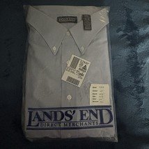 Lands End Men’s Size Tall 20- 36 Blue Oxford Button Up Casual Shirt Cotton - $25.37