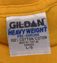 Gildan T-Shirt Large Yellow Blank Tee USA Made 90&#39;s Vintage Retro Heavy Weight - £15.65 GBP