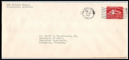 US COVER - 1932 Wilmington, Delaware to Secretary Of State, Annapolis, MD A3 - £2.35 GBP