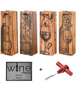 Set of 4 Elegant Bar Tools &amp; Drinkware Wine Gift Bags &amp; Bonus Corkscrew ... - $16.82