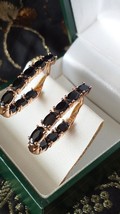 Vintage 1990-s 14 Ct Rolled Gold Black Onyx Earrings-Hallmarked 585 RG. - $78.21