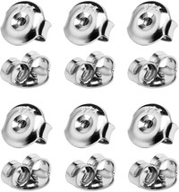 12PCS Real 925 Silver Earring Backs Replacements, 18K White Gold Plated  - $23.77
