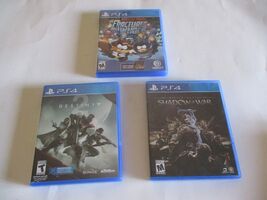 3 PS4 GAMES DESTINY SHADOW OF WAR & SOUTH PARK FRACTURED WHOLE W/CASES & INSERTS - $13.81
