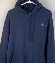 Nike Sweatshirt Hoodie Embroidered Swoosh Logo Navy Blue Men’s 2XL XXL - £39.32 GBP