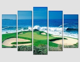 Golf Course At The Seaside Golf Canvas Print Golf Wall Decor Golf Art Golf Playe - £38.55 GBP