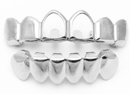 Custom Fit Silver Plated Joker Teeth Grillz Caps Top &amp; Bottom Set + Mold... - £10.11 GBP