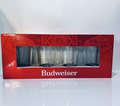 Budweiser 16 Oz Pint Glasses And Coasters Set Of 4 Brand New - £18.59 GBP