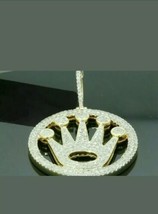 2Ct Redondo Imitación Diamante Medallón Charm Pavé Colgante 14K Amarillo Oro - £78.84 GBP
