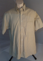 Van Heusen Mens Tan/Beige Short Sleeve Button Down Shirt 16" Neck - £9.01 GBP