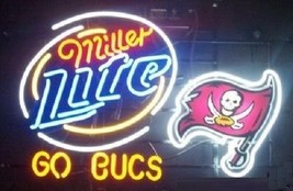 New Miller Lite Tampa Bay Buccaneers Go Bucs Real Glass Neon Light Sign ... - £200.31 GBP