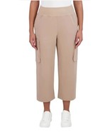 Sage Womens Cargo Pants Tan Active Stretch Pockets Cropped Midweight Pul... - $53.50 CAD