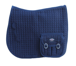 Horse English Quilted All-Purpose Saddle Pad w/ Pockets Navy 7282 - $44.54