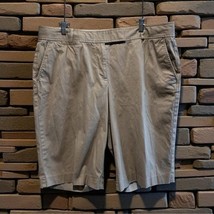 Talbots Women’s Bermuda Shorts Size 14 Beige Khaki Tan Flat Front Slash ... - $371.26 MXN