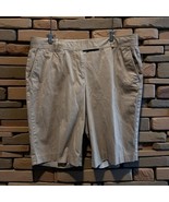 Talbots Women’s Bermuda Shorts Size 14 Beige Khaki Tan Flat Front Slash ... - €16,90 EUR