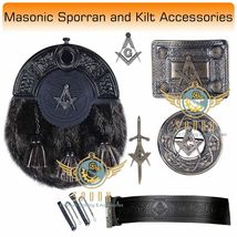 Scottish KILT Masonic Design SPORRAN Seal Skin with Kilt Accessories Belt - £63.84 GBP