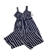 Vibe Sportswear Romper Womens 2X Blue White Stripe Sleeveless Sweetheart... - £23.65 GBP