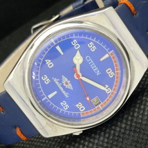 Vintage Citizen Automatic 8200 Japan Mens Date Blue Watch 606-a314401-6 - £17.58 GBP