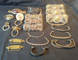 Old Vtg Collectible Furniture Dresser Hardware Handle Pieces Lot - £63.72 GBP
