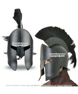 Wearable Steel Greek Spartan King Crested Helmet in Black Finish LARP wi... - £70.38 GBP