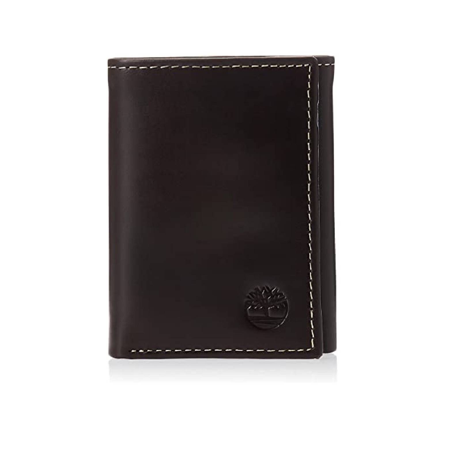 Timberland Men's Leather Trifold Wallet with ID Window | Color Brown (Cloudy) - $49.98