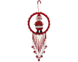Christmas Round Czech Glass Seed Beaded Fringe Dangle Hanging Dream Catcher Holi - £19.54 GBP