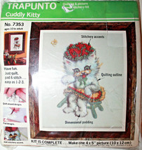 TRAPUNTO 7353 Cuddly Kitty Crewel Embroidery 3D Stitch Kit 4&quot; x 5&quot; 1977 - £28.40 GBP