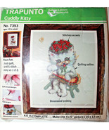 TRAPUNTO 7353 Cuddly Kitty Crewel Embroidery 3D Stitch Kit 4&quot; x 5&quot; 1977 - £28.44 GBP
