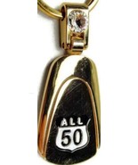 &quot;All 50&quot; States Highway Rhinestone Gold Tone Car Truck Automobile Used K... - £15.73 GBP