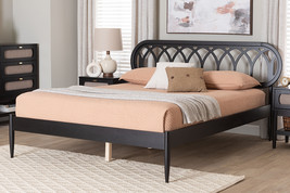 Chaise Art Deco Black Wood Queen Platform Bed - $11,731.88 MXN