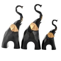 India at Your Doorstep Golden-Eared Elephant Charm Set of 3 Black &amp; Gold... - $73.50