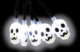 NEW Skull Shaped LED Fairy Lights/Battery Operated ~ 3 Ft 10 Count Halloween - £6.42 GBP
